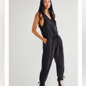 Free People One Billie Coveralls Jumpsuit Onsie black sz sm